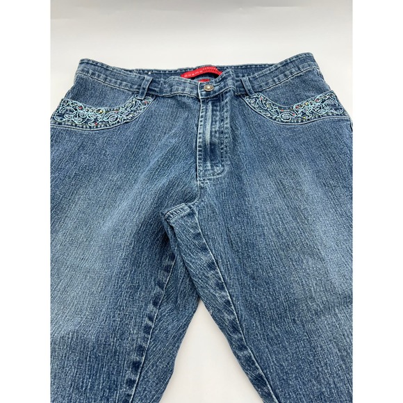 Cosmopolitan Denim Capri Embroidered beaded Jeans - Picture 2 of 9